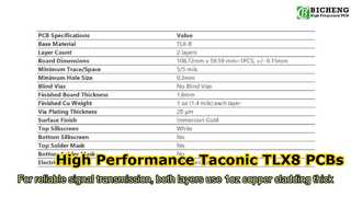イマージョンゴールドを使用した 60mil Taconic TLX-8 上に構築された 2 層 PCB