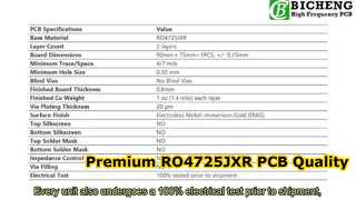 イマージョンゴールドを使用した 3070 万 RO4725JXR 上に構築された 2 層 PCB